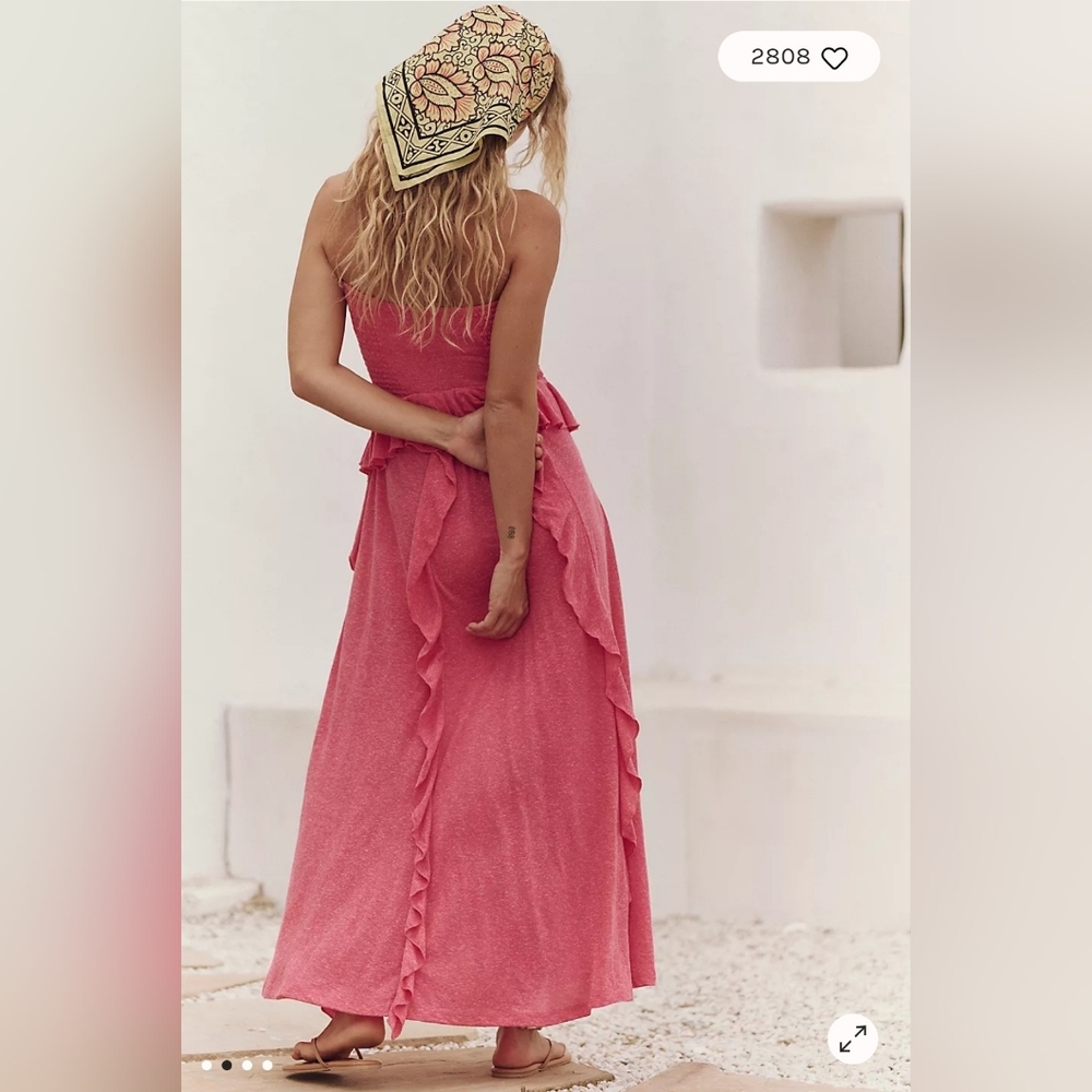NWT Free People Free-est Myra Maxi Dress In Vintage Rosey, Sz Large Linen Blend - Picture 2 of 9